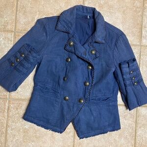 Free People Navy Blue Military Band Jacket Sz M
